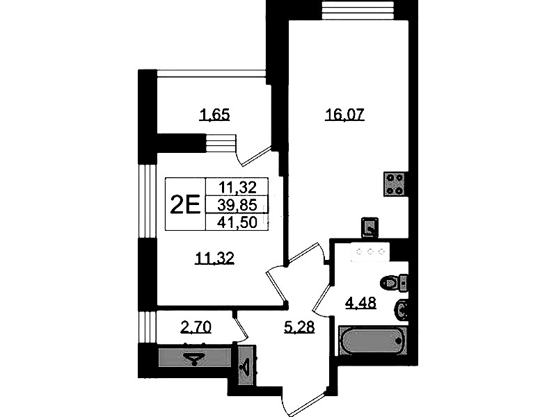 1-комнатная квартира 41.5 м², 7/11 эт., ЖК «VEREN NORT Сертолово»